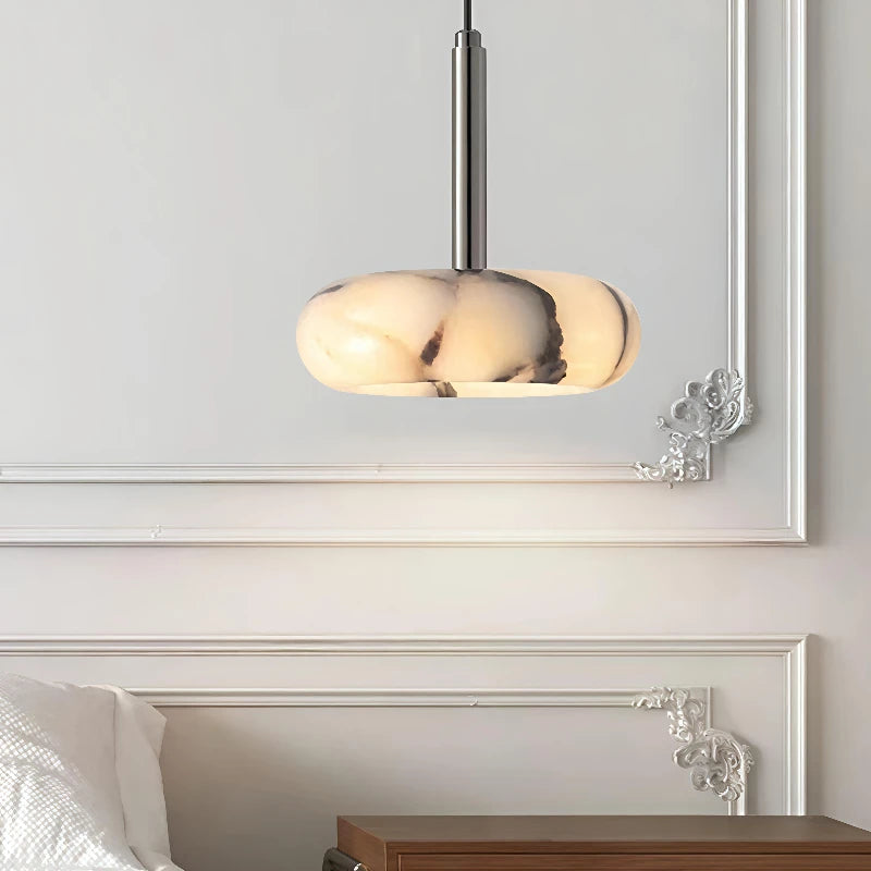European White Marble Bedside Pendant Light for Bedroom