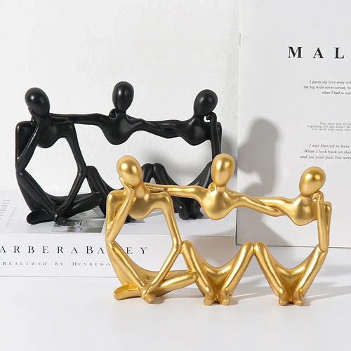 Figurine d'amitié abstraite par DecorBites™ - Statue de meilleur ami en résine pour la décoration intérieure