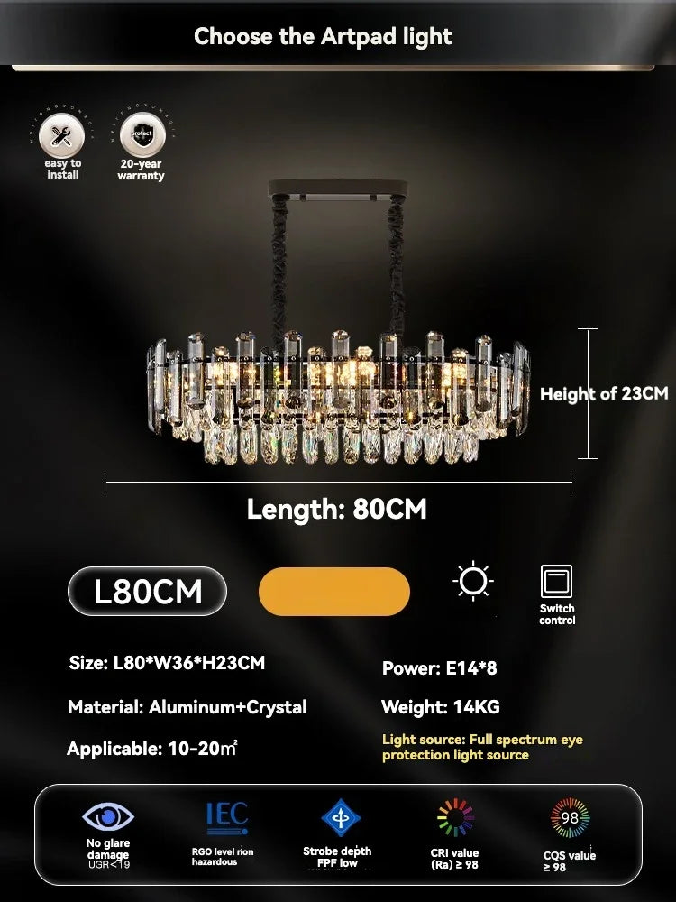 نجفة سقف كريستال ذهبية من DecorBites™: إضاءة LED متدلية عصرية فاخرة لديكور المنزل