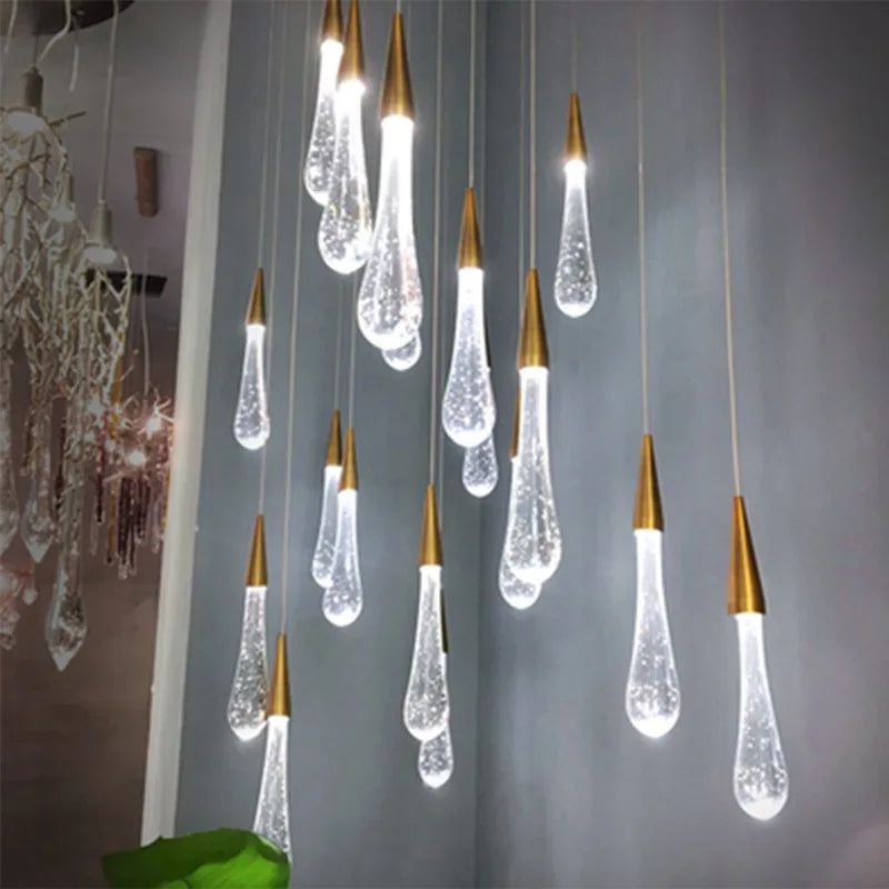 DecorBites™ Gold Crystal Pendant Light: مصباح تعليق كريستالي ذهبي فاخر على الطراز الأوروبي بتقنية LED لشريط الإضاءة