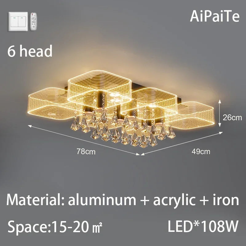 DecorBites™ Acrylic Lustre Chandelier for Living Room, Bedroom, Kitchen - Hanging Ceiling Lamps