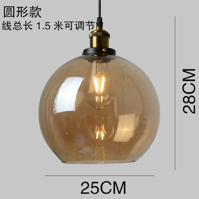 Retro Industrial Gray Glass Pendant Light