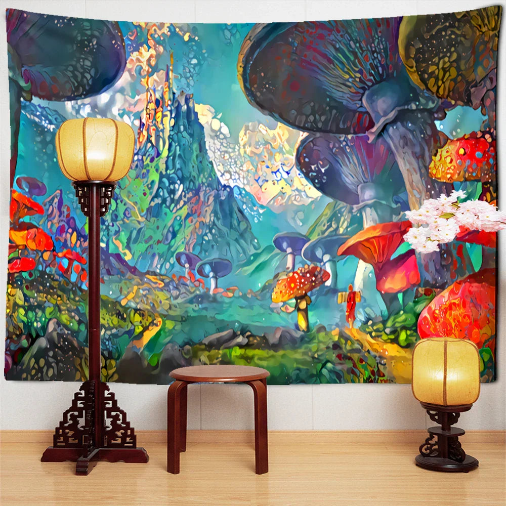 مفروشات DecorBites™ الجدارية تحت الماء بتصميم قنديل البحر: فن فضائي سريالي لديكور المنزل