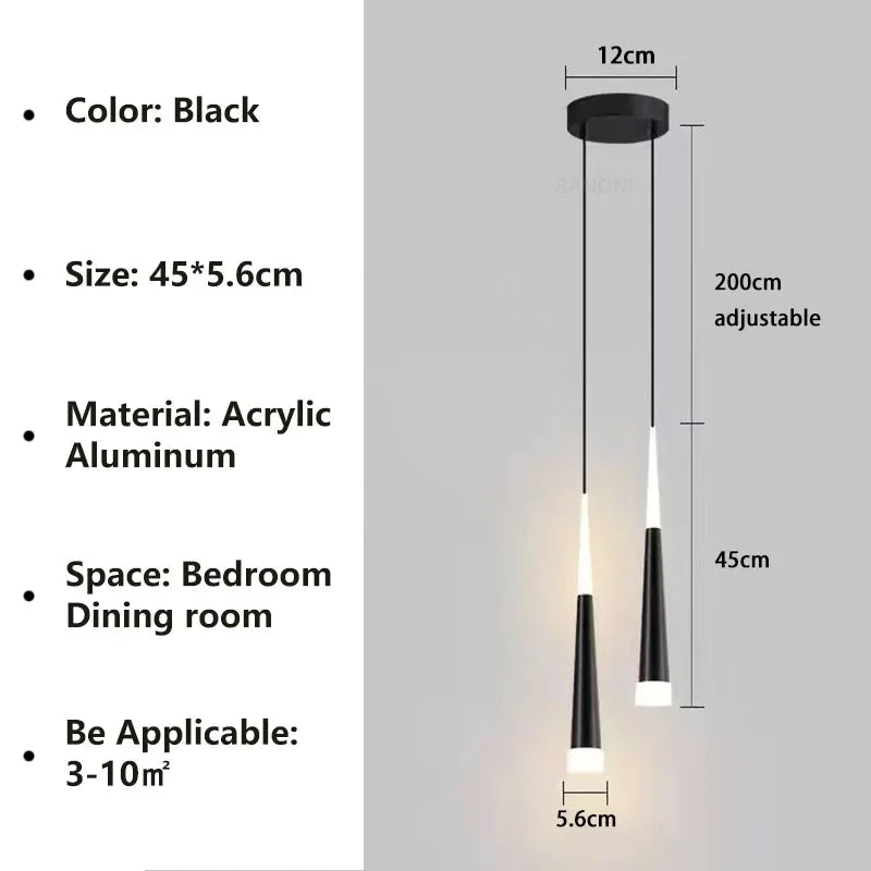 Nordic Black and Gold Aluminum Cord Pendant Light