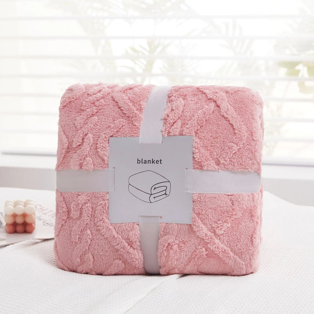 DecorBites™ Cozy Jacquard Plush Blanket: Soft Winter Sofa Throw, Office Travel Nap Shawl