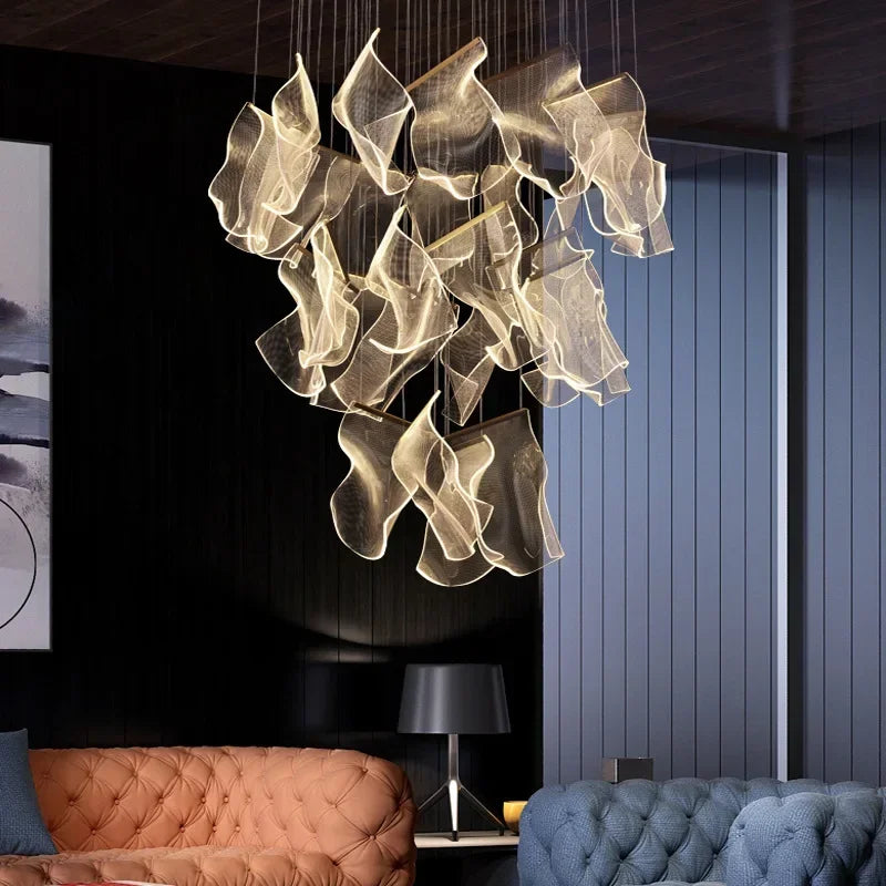 ثريا LED من DecorBites™: مصباح معلق عصري قابل للتعديل لغرفة المعيشة وإضاءة الدرج