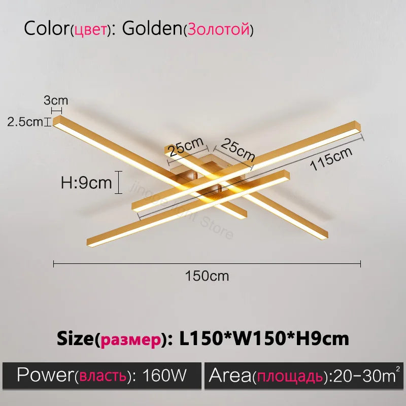 DecorBites™ Black Chandelier LED Ceiling Lamp: Nordic Minimalist Square Living Room & Bedroom Lights