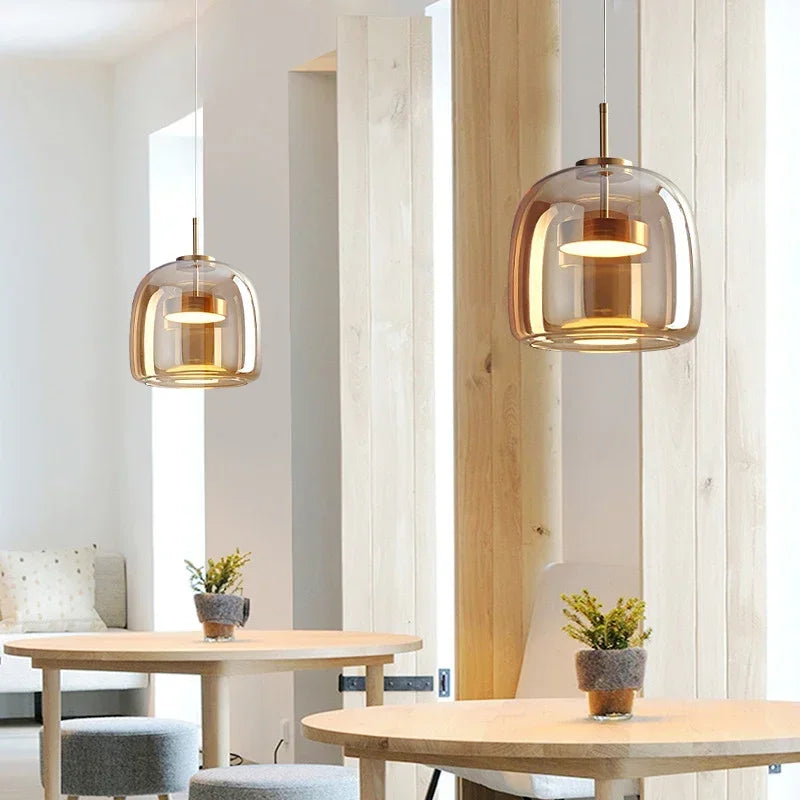 DecorBites™ Glass LED Pendant Chandelier for Dining Room Bar Bedroom Decor