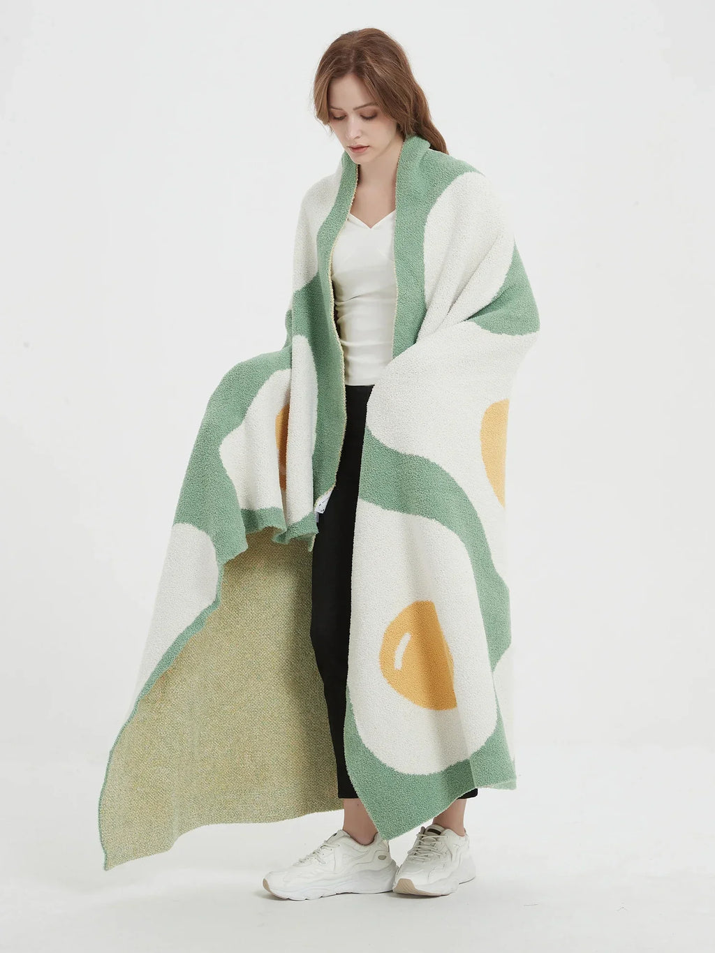 DecorBites™ Cute Poached Egg Blanket Throw - Kawaii Fried Egg Pattern Cozy Knit Blanket for Living Room and Bedroom