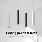 Modern Black Aluminum Cylindrical Pendant Light