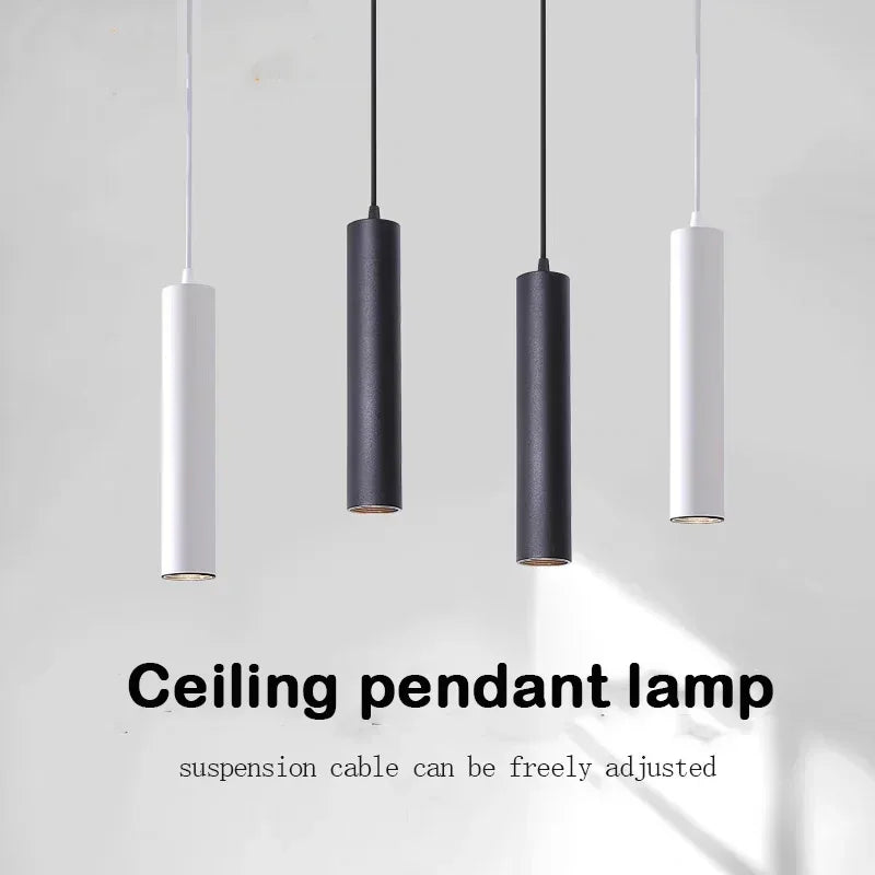 Modern Black Aluminum Cylindrical Pendant Light