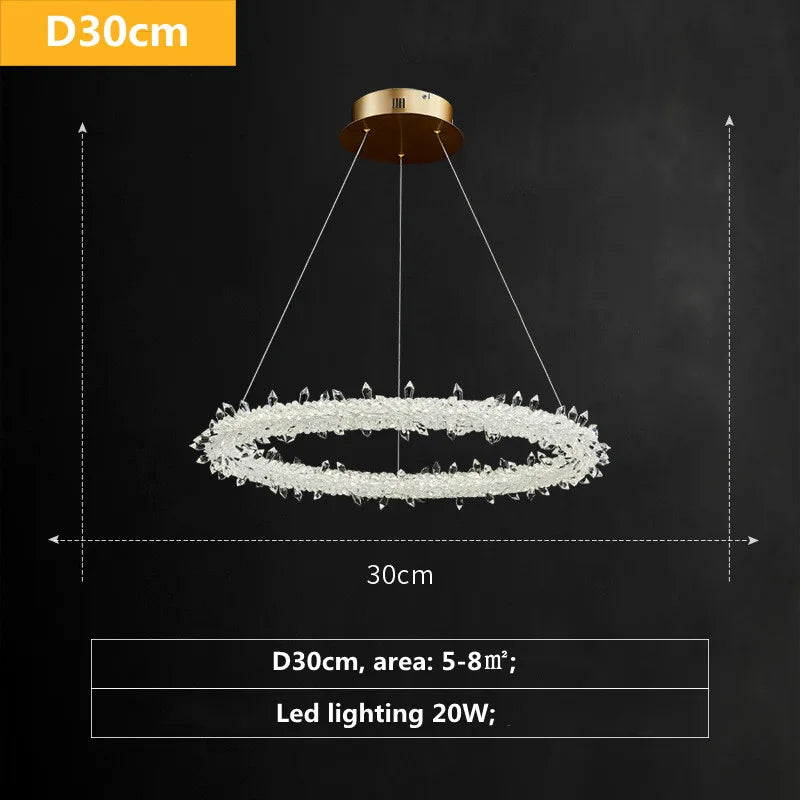 Plafonnier LED circulaire en cristal DecorBites™ Luxe - Style Art Déco à intensité variable