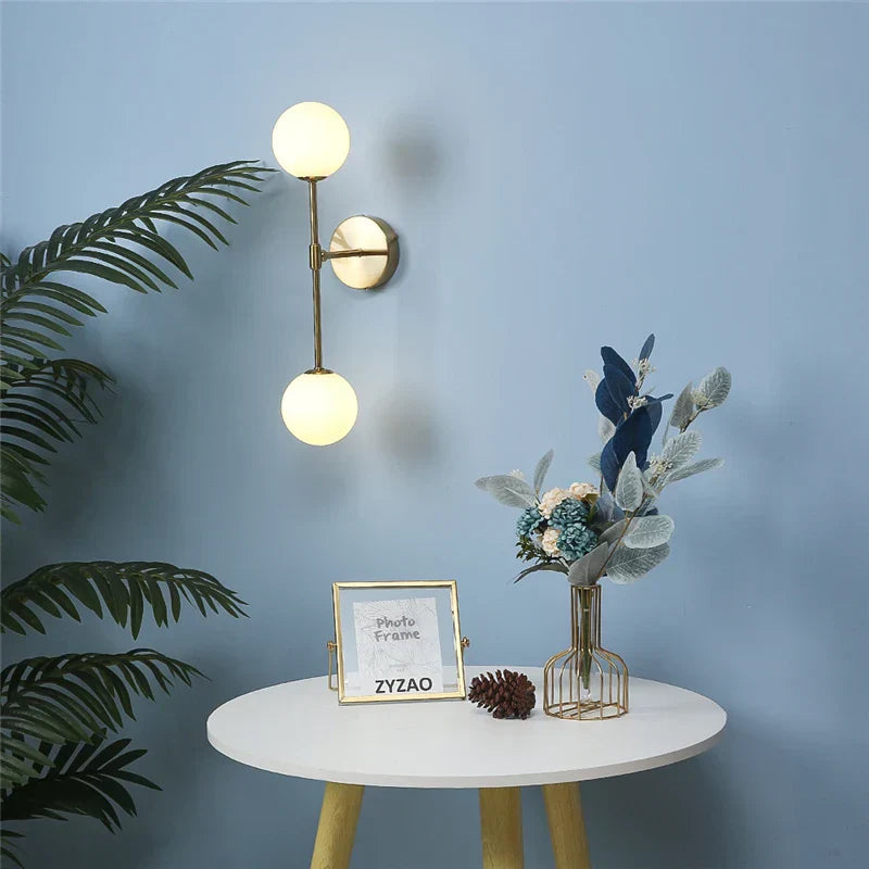 DecorBites™ Golden Glass LED Wall Lamp for Bedroom, Living Room - Nordic Design