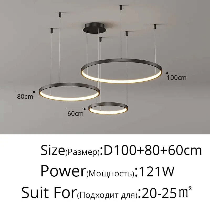 مصباح قلادة حلقي LED أكريليك DecorBites™، تصميم حديث بسيط للثريا الفنية