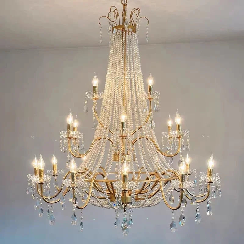 DecorBites™ Crystal LED Chandelier Pendant Lights for Villa Stairs and Hotel Decor