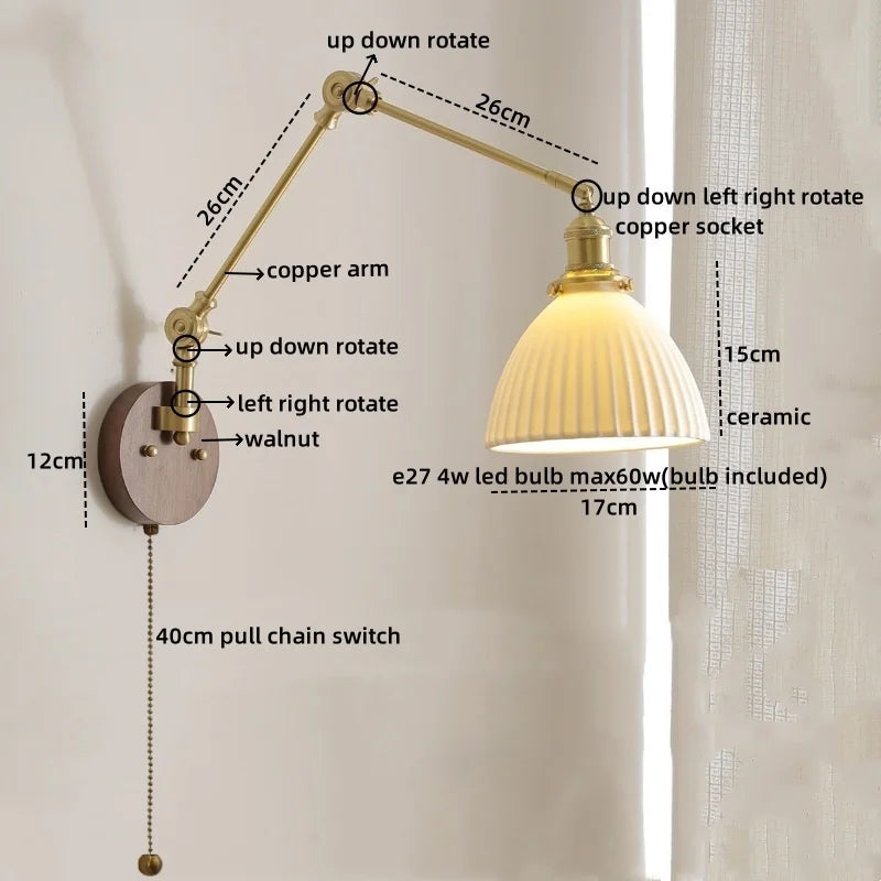DecorBites™ LED Wall Light Walnut Copper Modern Style Hallway Bedroom Living Room