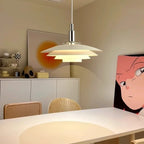 Mid-Century Gradient UFO Pendant Light In White & Red