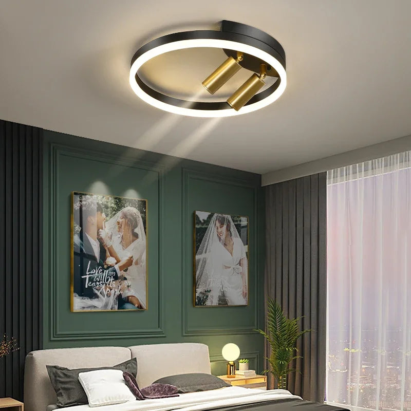 DecorBites™ مصابيح سقف LED ذهبية مع جهاز تحكم عن بعد، قابلة للتعتيم لغرفة المعيشة والمطبخ
