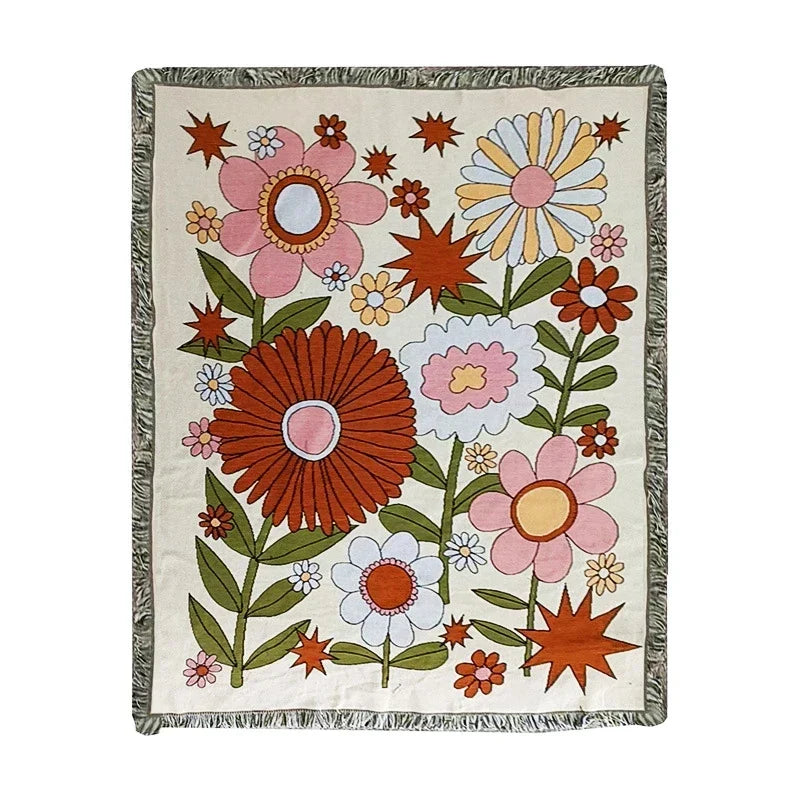 DecorBites™ Geometric Cotton Knitted Sofa Blanket & Tapestry