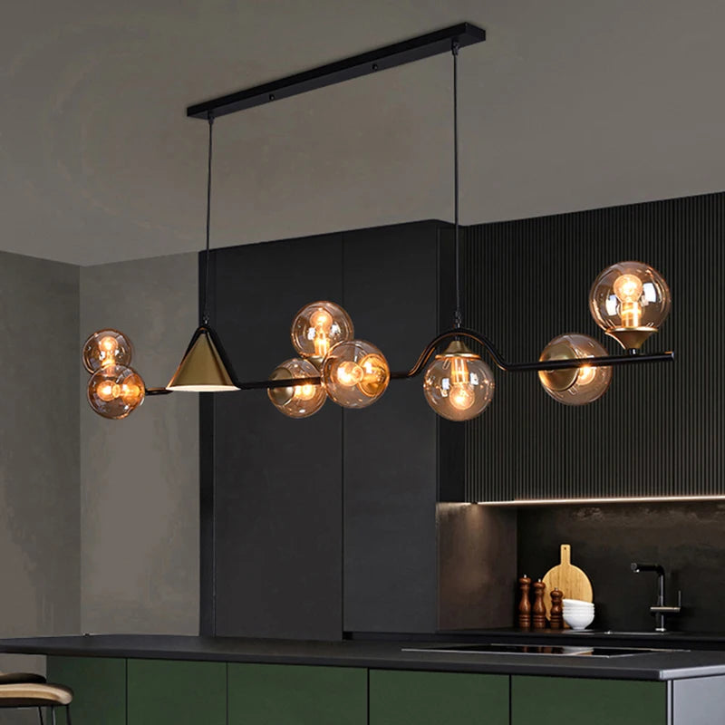Nordic Glass Globe Pendant Chandelier in Smoky Grey