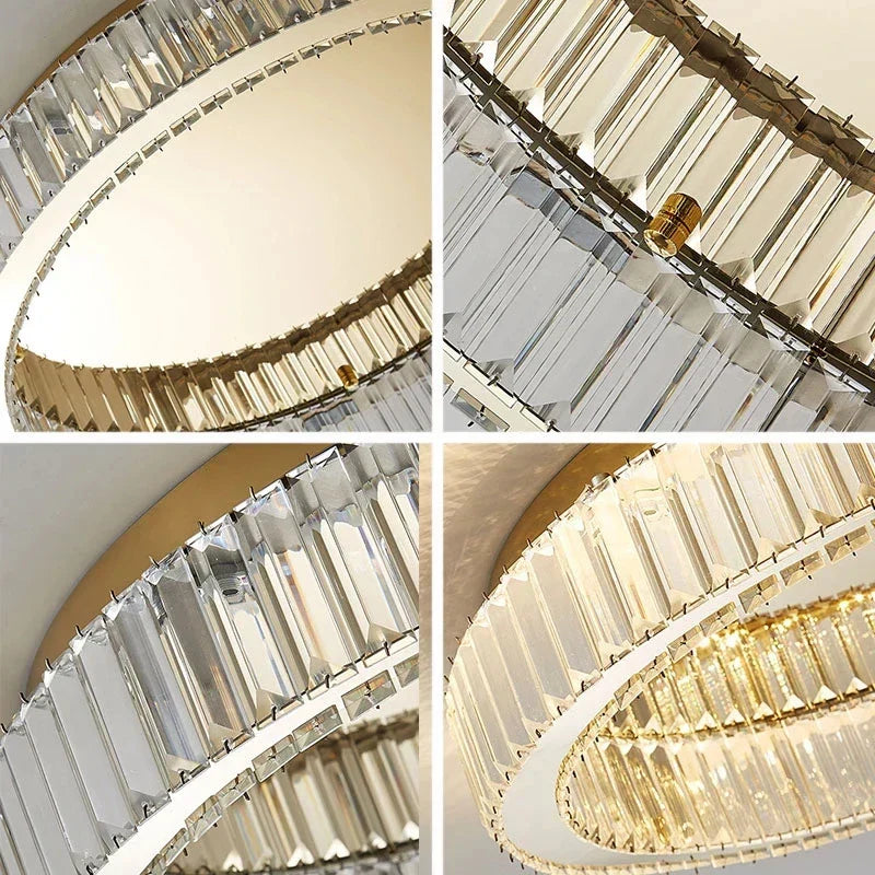 DecorBites™ مصباح سقف LED كريستالي كروم إضاءة فنية من الفولاذ المقاوم للصدأ
