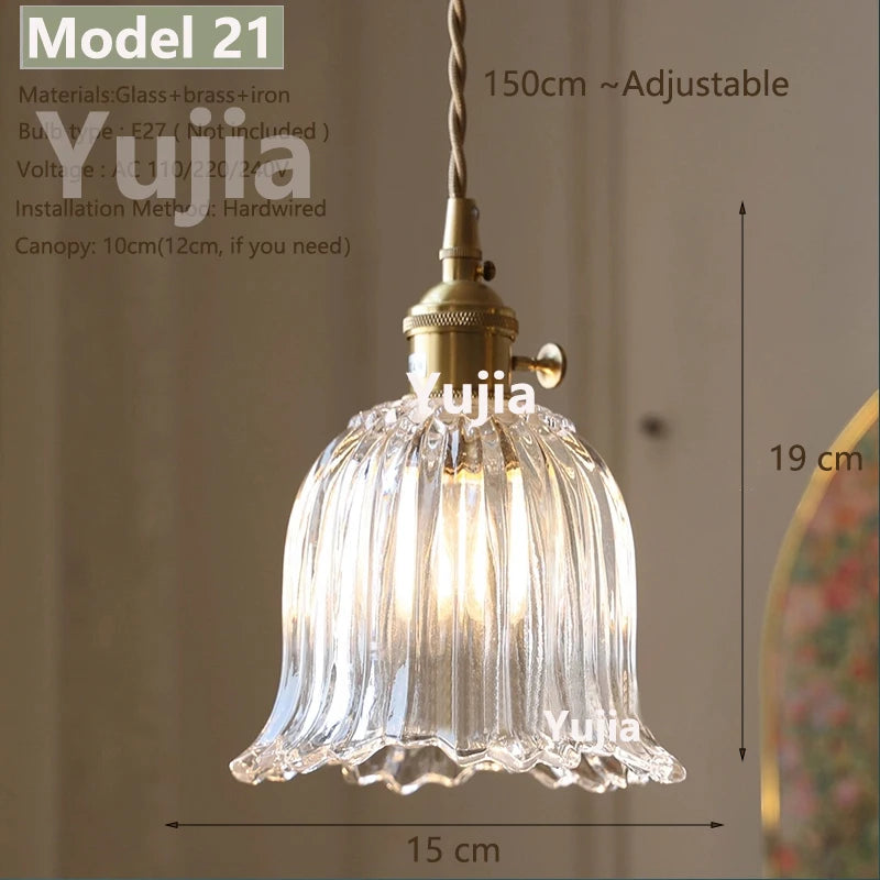 Vintage Green Glass Pendant Light With Brass Details