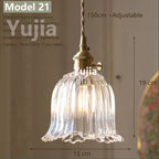 Vintage Green Glass Pendant Light With Brass Details