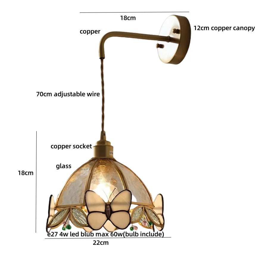 DecorBites™ Tiffany Butterfly Glass Wall Lamp with Adjustable LED Light