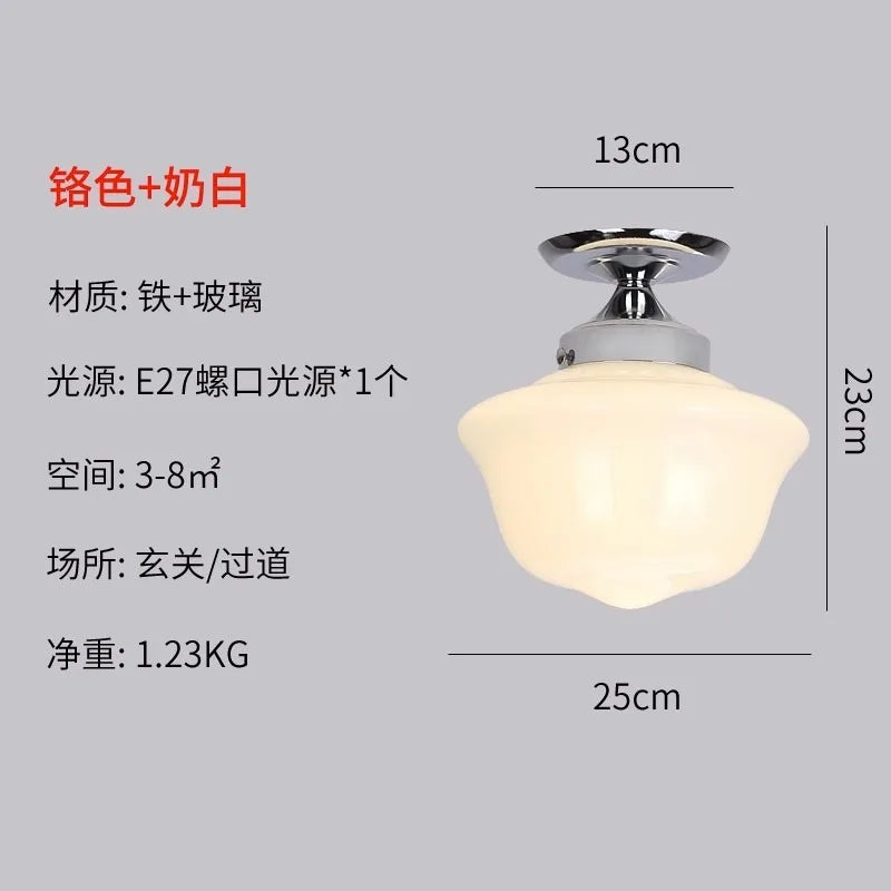 DecorBites™ Cream Glass Pendant Lights LED E27 Retro Hanging Lamp for Bedroom, Kitchen, Restaurant