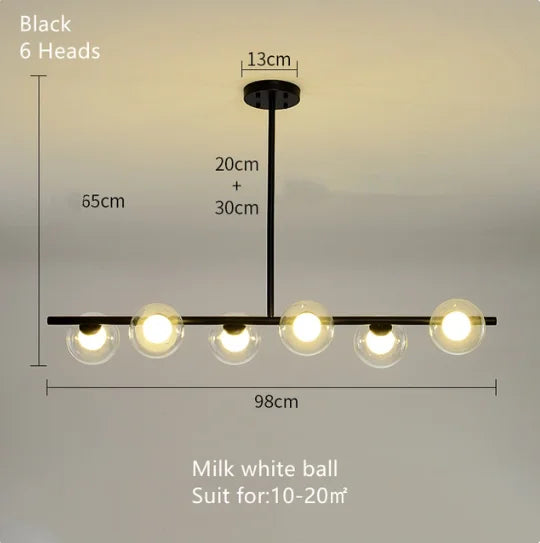 مصباح معلق DecorBites™ الذهبي الكروي الزجاجي LED لإنارة المطابخ وغرف الطعام
