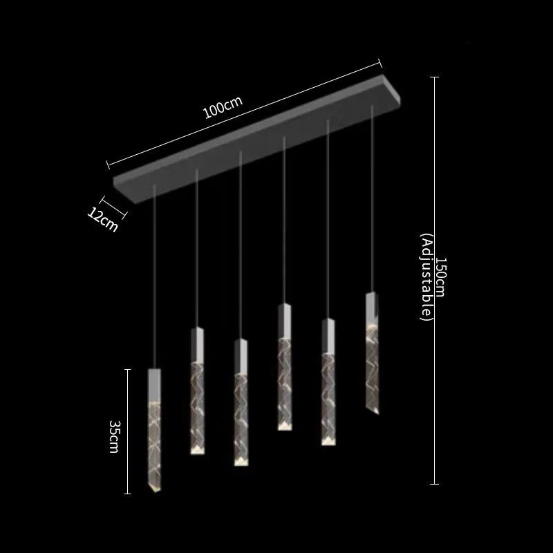 DecorBites™ Crystal Column LED Chandelier: Luxury Pendant Lamp for Staircase, Modern Home Decor Lighting
