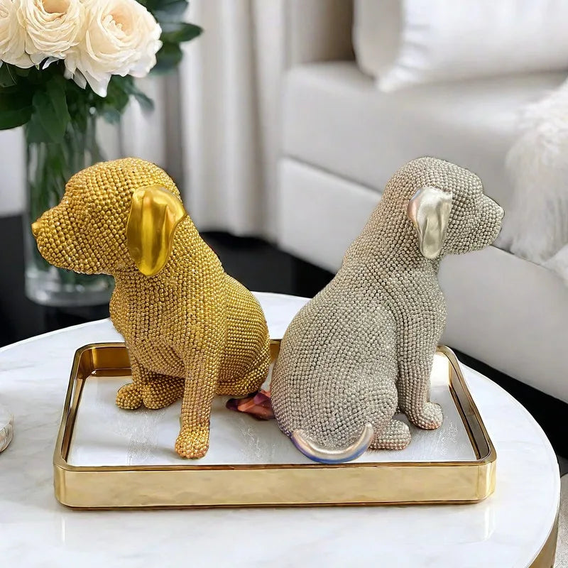 DecorBites™ تمثال كلب لابرادور راتنجي لعرضه على رف الكتب والمكتب