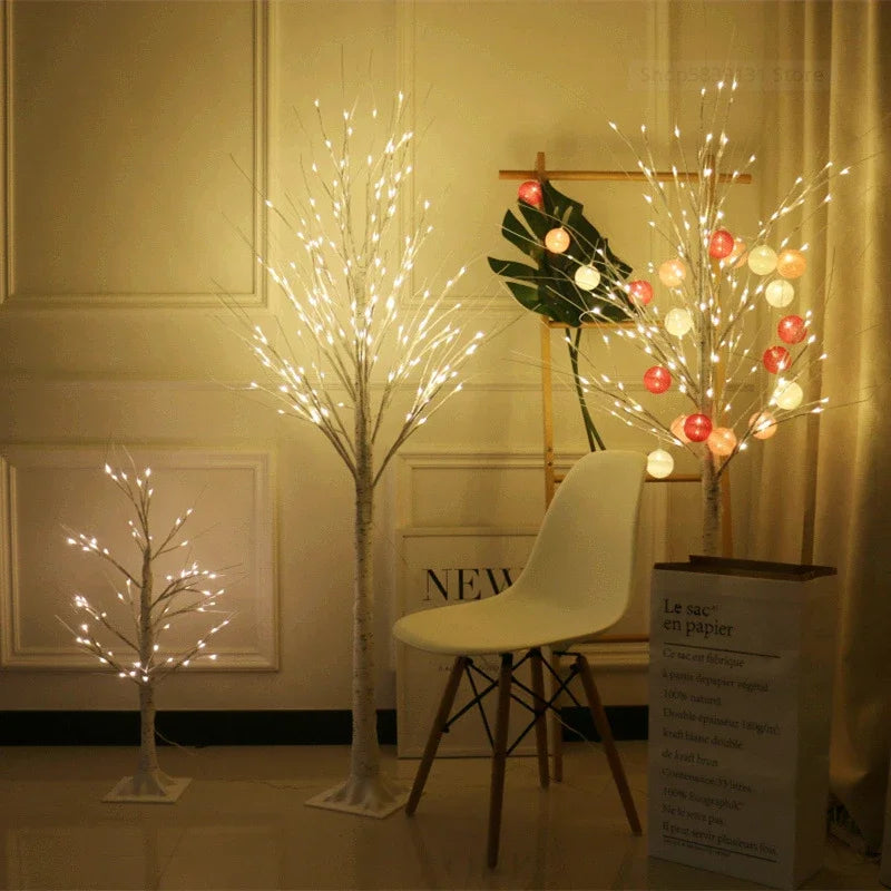 DecorBites™ LED White Birch Tree Table Lamps for Home Holiday Decor, Party, Wedding