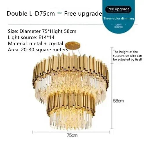 DecorBites™ Crystal LED Chandelier: Postmodern Golden Art Deco Luxury for Dinning Room