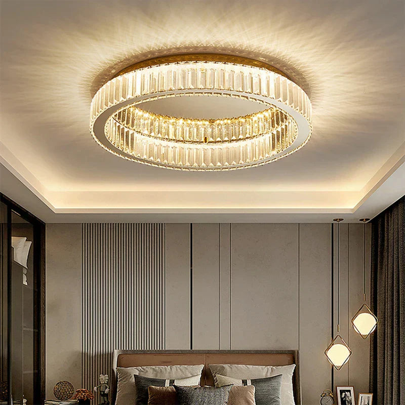 DecorBites™ مصباح سقف LED كريستالي كروم إضاءة فنية من الفولاذ المقاوم للصدأ