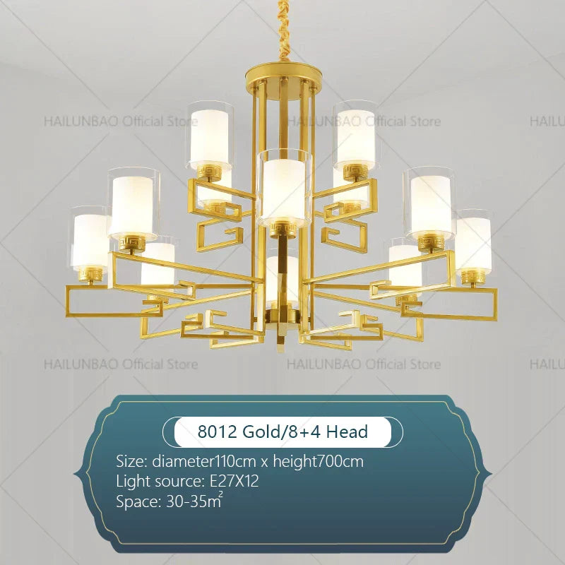 DecorBites™ Chinese Style Luxury Living Room Chandelier for Elegant Homes