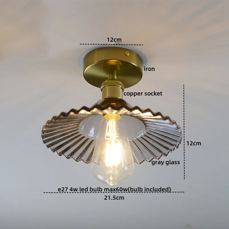 مصباح سقف LED زجاجي أخضر DecorBites™ نحاسي حديدي حديث لإضاءة المنزل