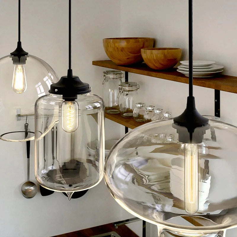 Handmade Glass Nordic Pendant Light With Chrome Finish