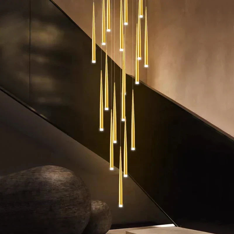 DecorBites™ Golden LED Tapered Chandelier for Modern Living Room & Kitchen Lighting