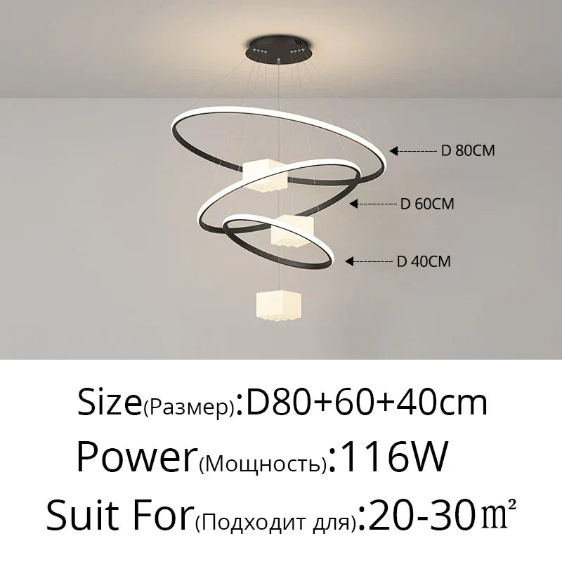 ثريا LED من DecorBites™: إضاءة معلقة عصرية بيضاء لغرفة المعيشة والمطبخ، مصابيح ديكور داخلية