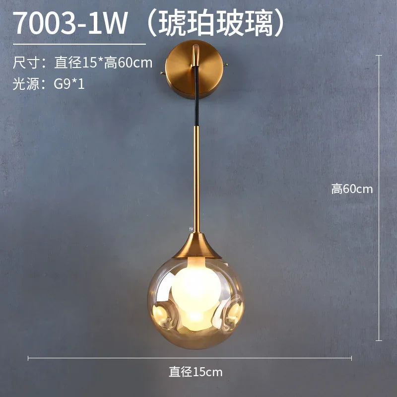DecorBites™ Glass Ball Gold LED Wall Sconce Modern Nordic Indoor Lamp Fixture