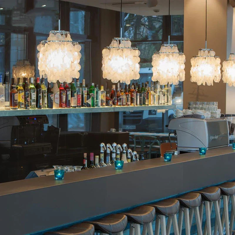 DecorBites™ Aeolian Bells Shell Chandelier for Mediterranean Living Room, Shop, Bar, and Restaurant