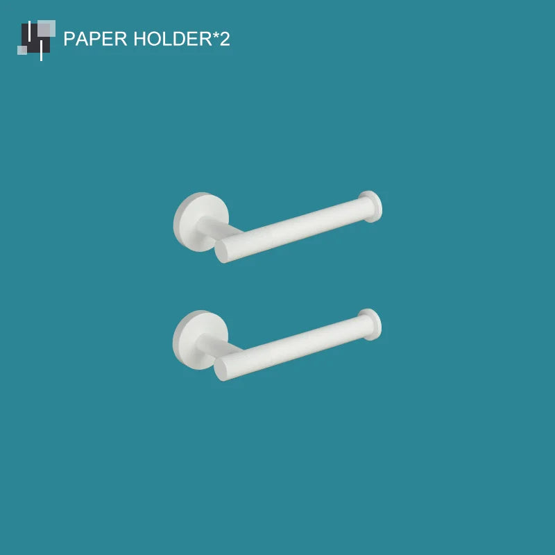 DecorBites™ Bathroom Accessory Set: Towel Rack, Toilet Brush, Paper Holder, Toothbrush Holder, Soap Tray