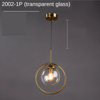 Modern Glass Globe Pendant Light With Gold Ring