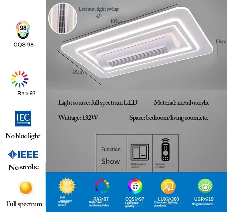 مروحة سقف DecorBites™ LED بدون شفرات مع جهاز تحكم عن بعد قابل للتعتيم وإضاءة داخلية عصرية