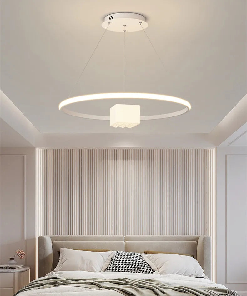 ثريا DecorBites™ LED: إضاءة معلقة حديثة لغرفة المعيشة والمطبخ، وحدة إضاءة داخلية بيضاء