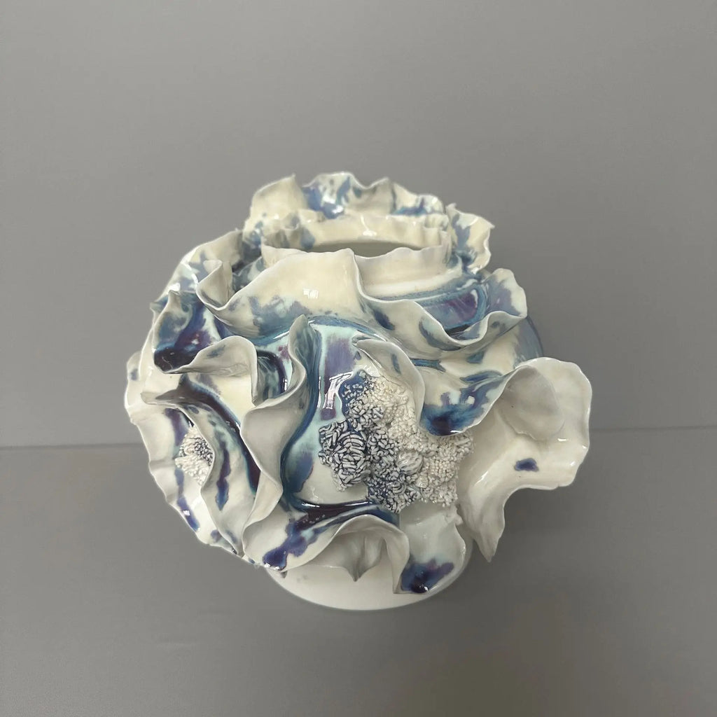 DecorBites™ Handmade Porcelain Fold Pattern Vase - Home Decoration & Floral Arrangement