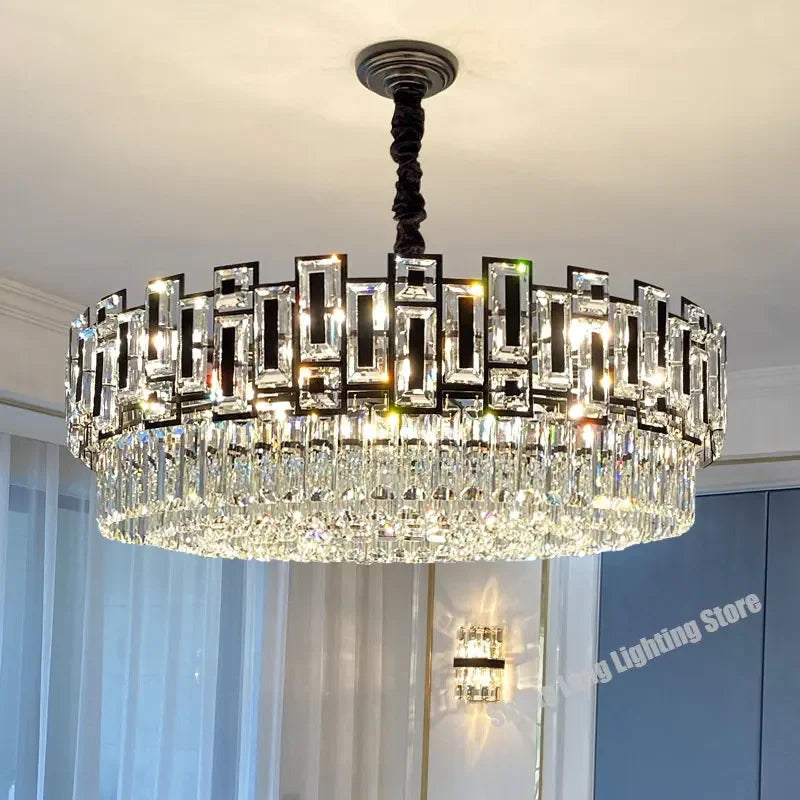 DecorBites™ Black Crystal LED Chandelier for Living Room, Dining Room, Kitchen, Bedroom