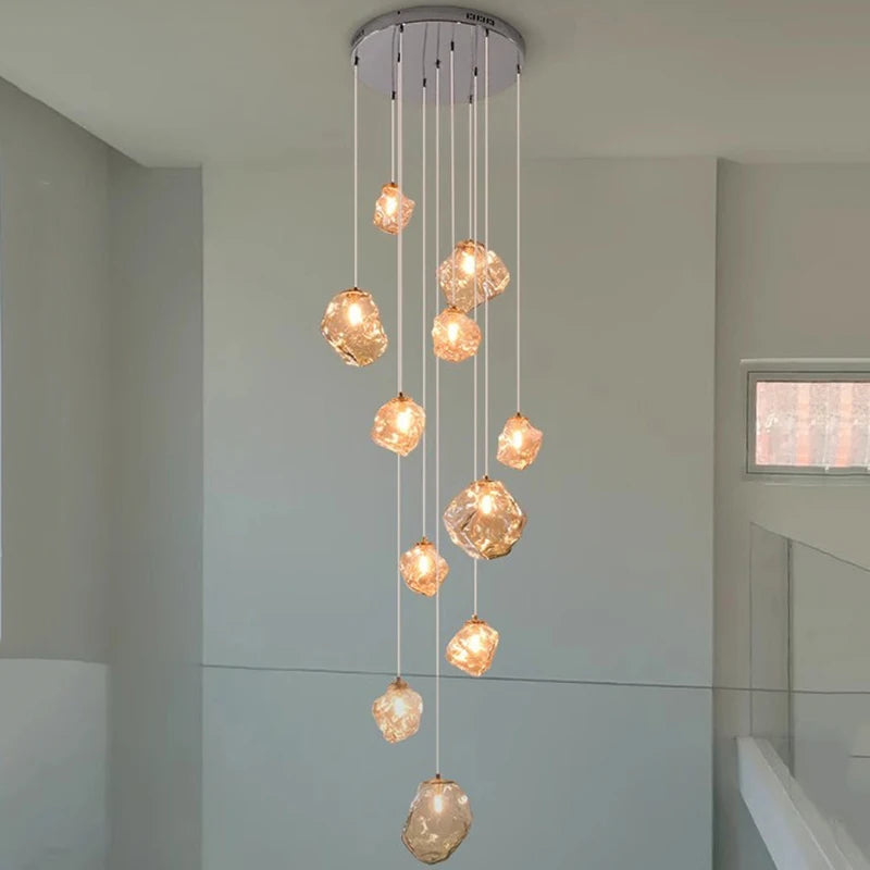 Modern Ring Pendant Chandelier in Iron, Acrylic, Glass