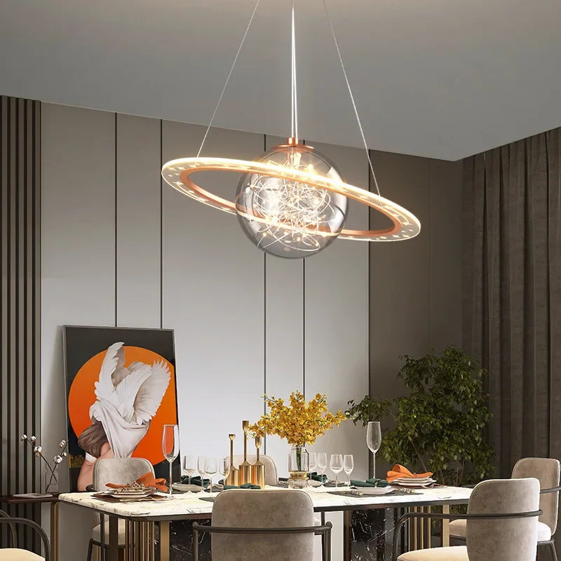 DecorBites™ Children'S Space Star Astronaut LED Pendant Lamp for Boys Room, Acrylic Indoor Decor